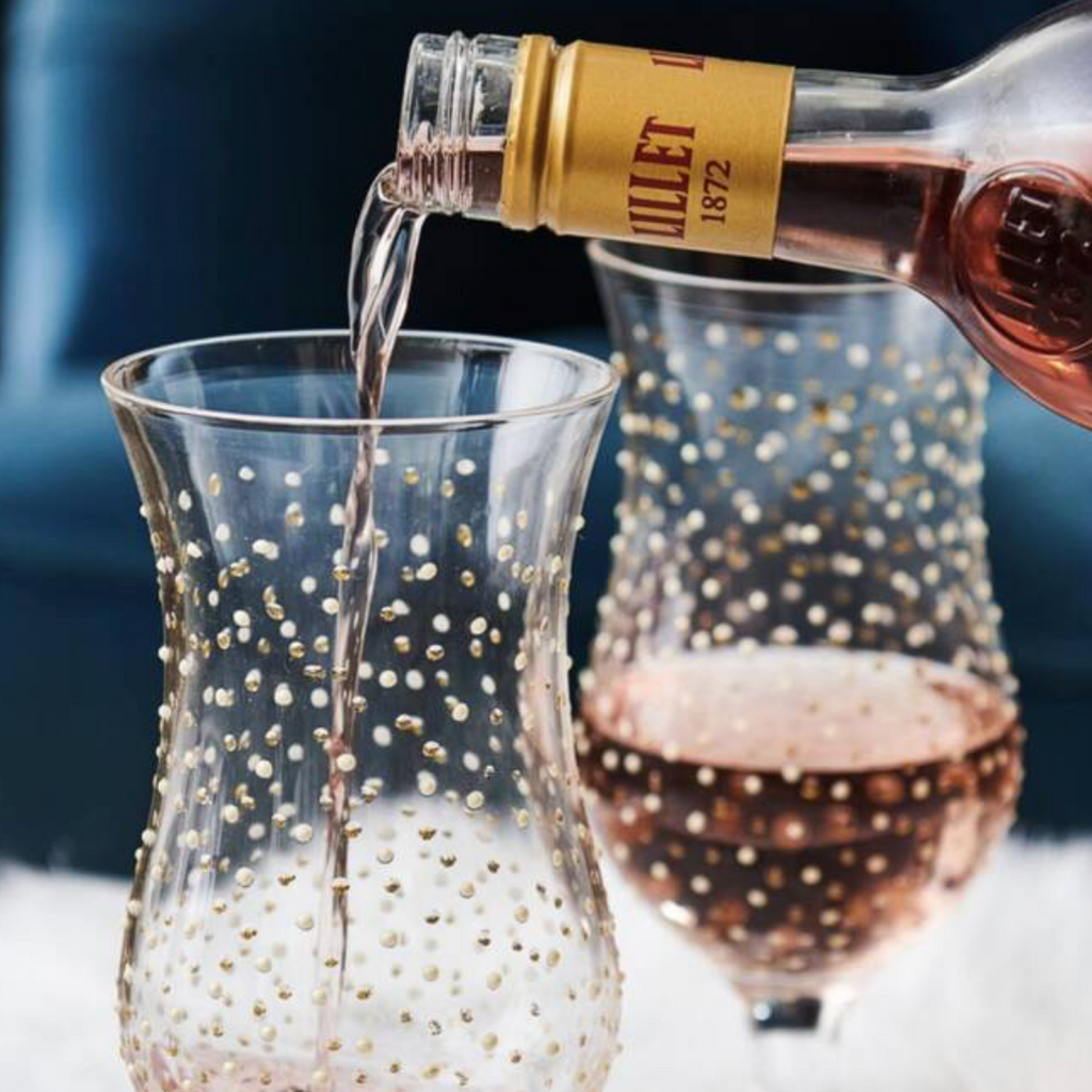 Gift Boxed Set Of Two White And Gold Spot Cocktail Glasses