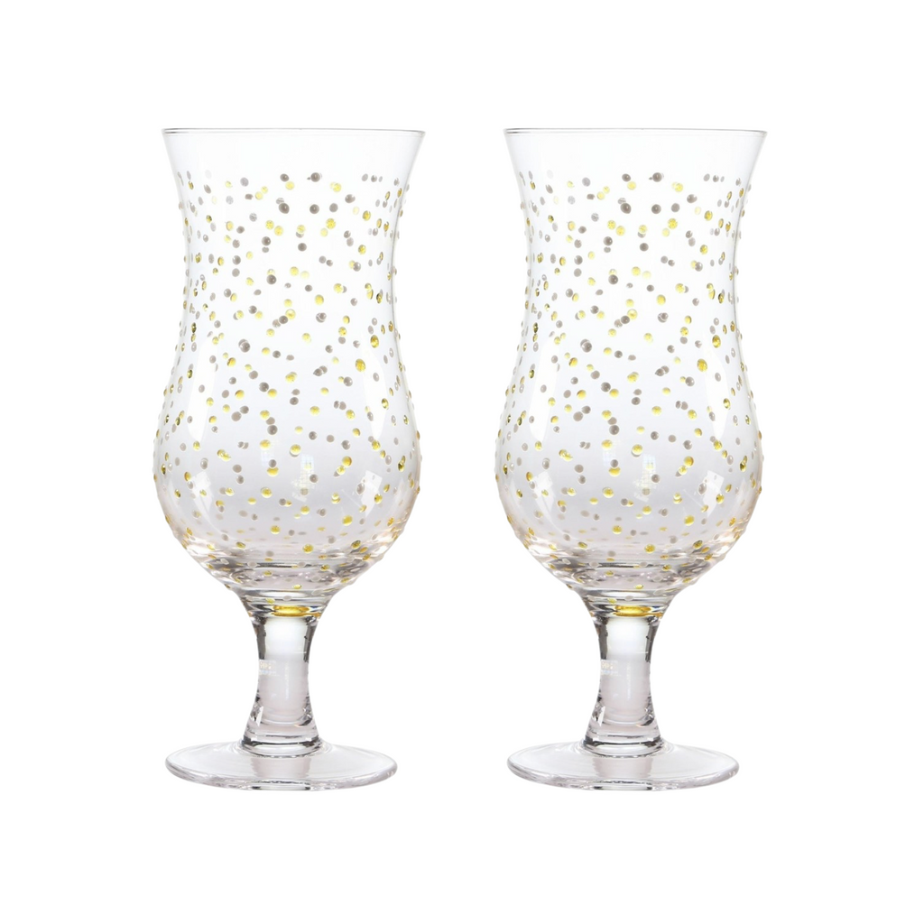 Gift Boxed Set Of Two White And Gold Spot Cocktail Glasses