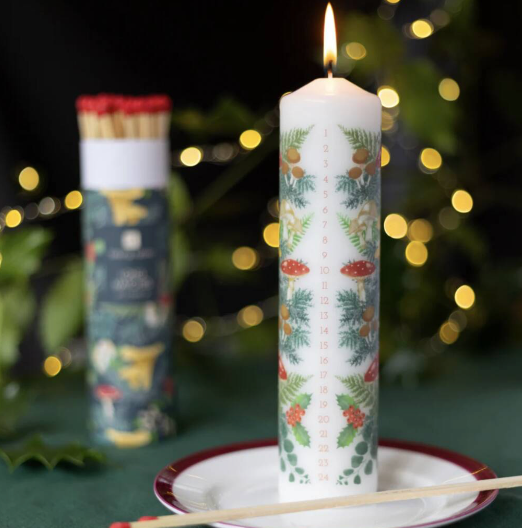 Woodland Forest Christmas Pillar Advent Candle