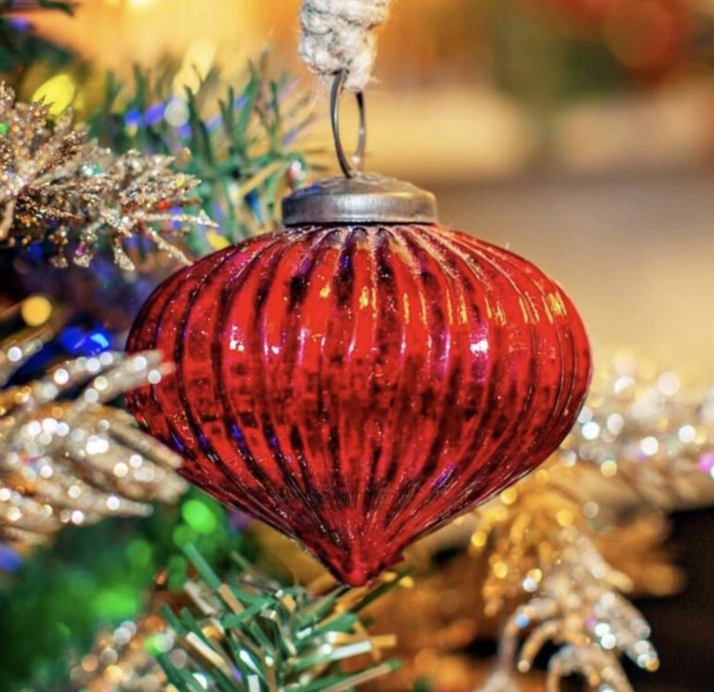 Red Glass Traditional Onion Shape Bauble