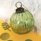 Vintage Green And Yellow Style Glass Baubles