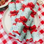 Bon Noel Set of Six Green And Red Christmas Crackers