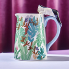 Gift Boxed Vintage Butterfly Garden Cat Milk Jug
