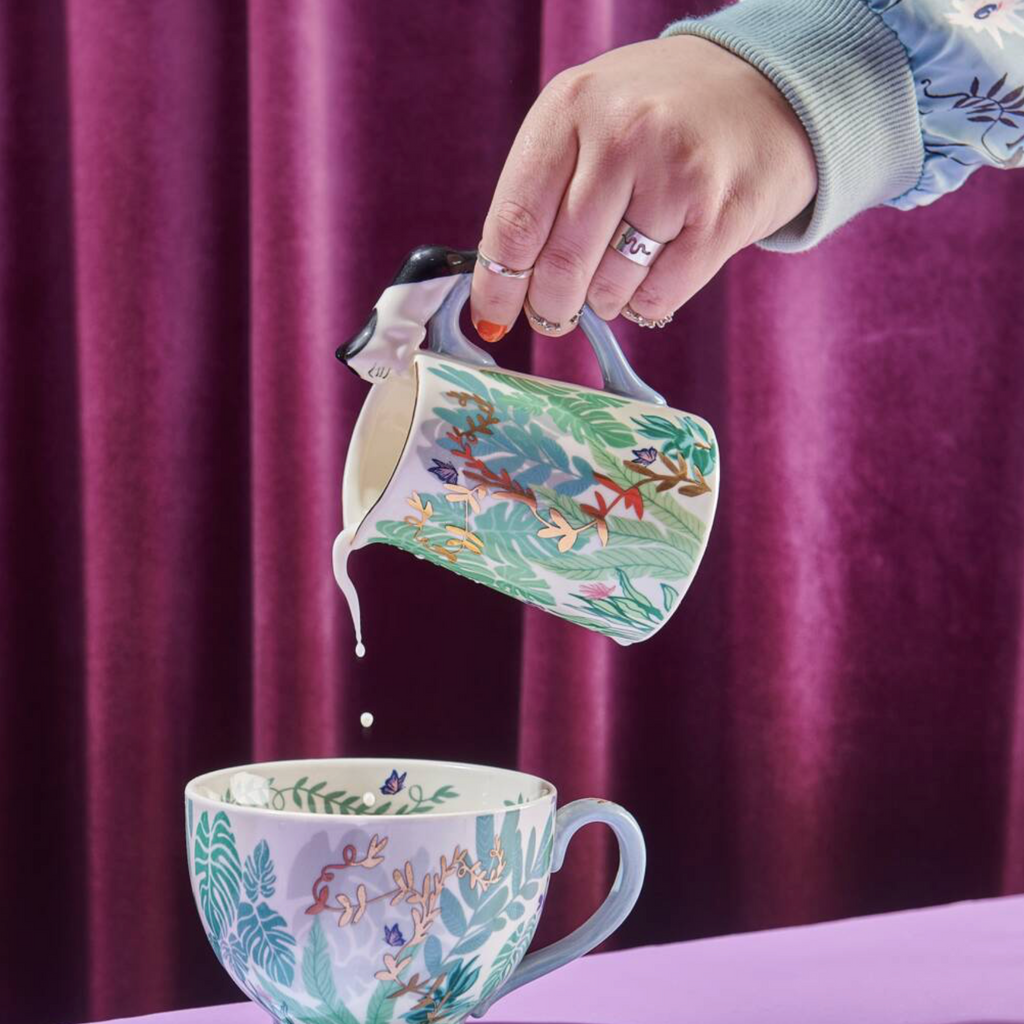 Gift Boxed Vintage Butterfly Garden Cat Milk Jug