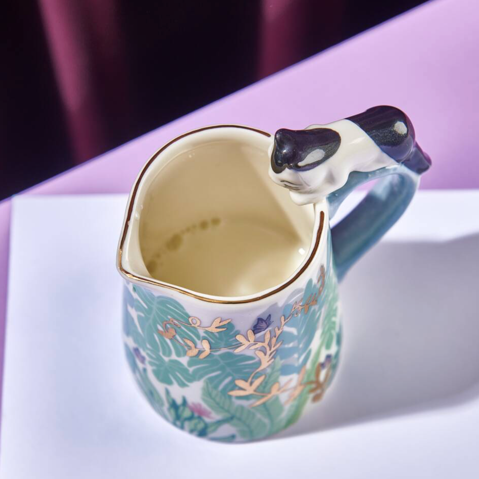 Gift Boxed Vintage Butterfly Garden Cat Milk Jug