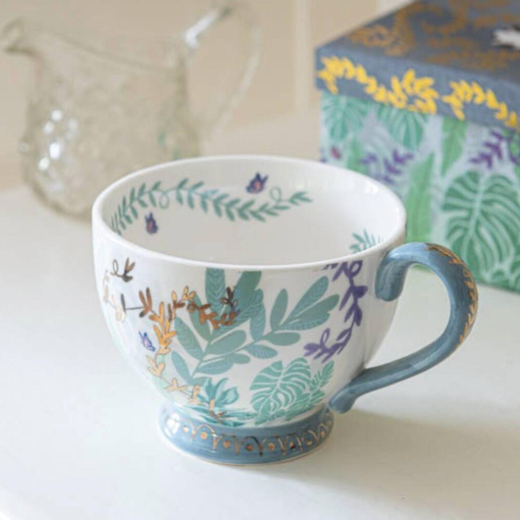 Gift Boxed Vintage Butterfly Garden Cat Milk Jug