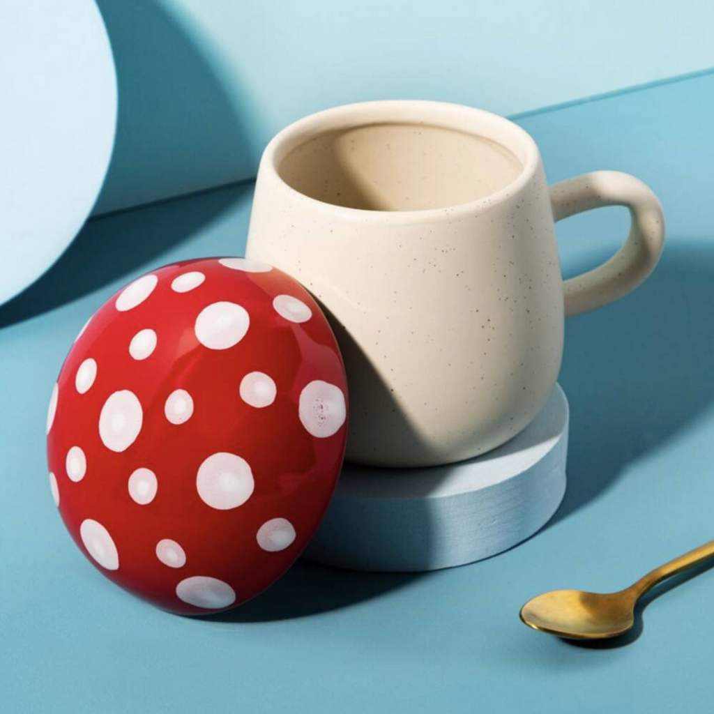 Ceramic Mushroom Soup Mug With Lid
