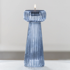 Tall Ribbed Glass T-Light Holder
