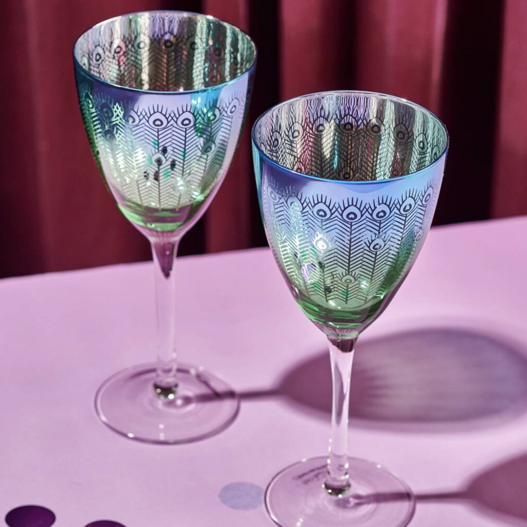 Electroplated Peacock Design Wine Glasse