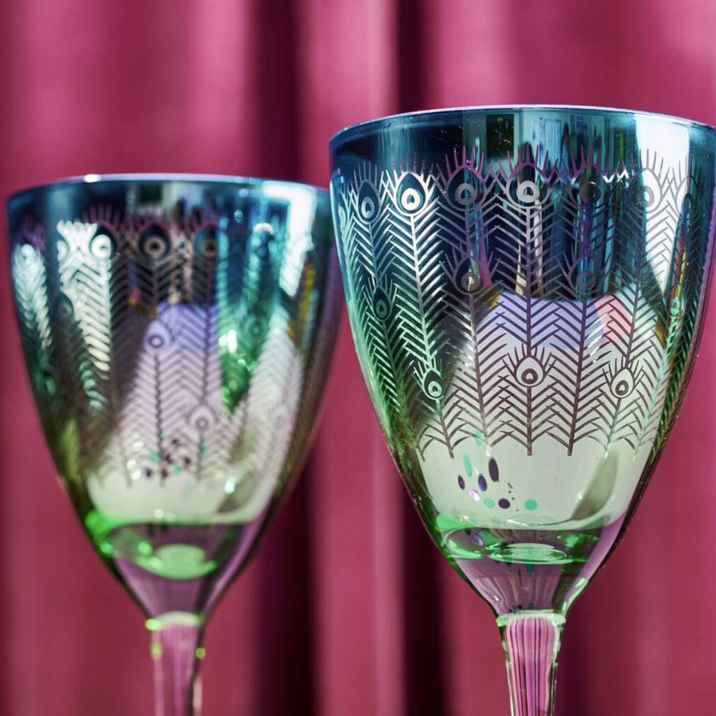 Electroplated Peacock Design Wine Glasse