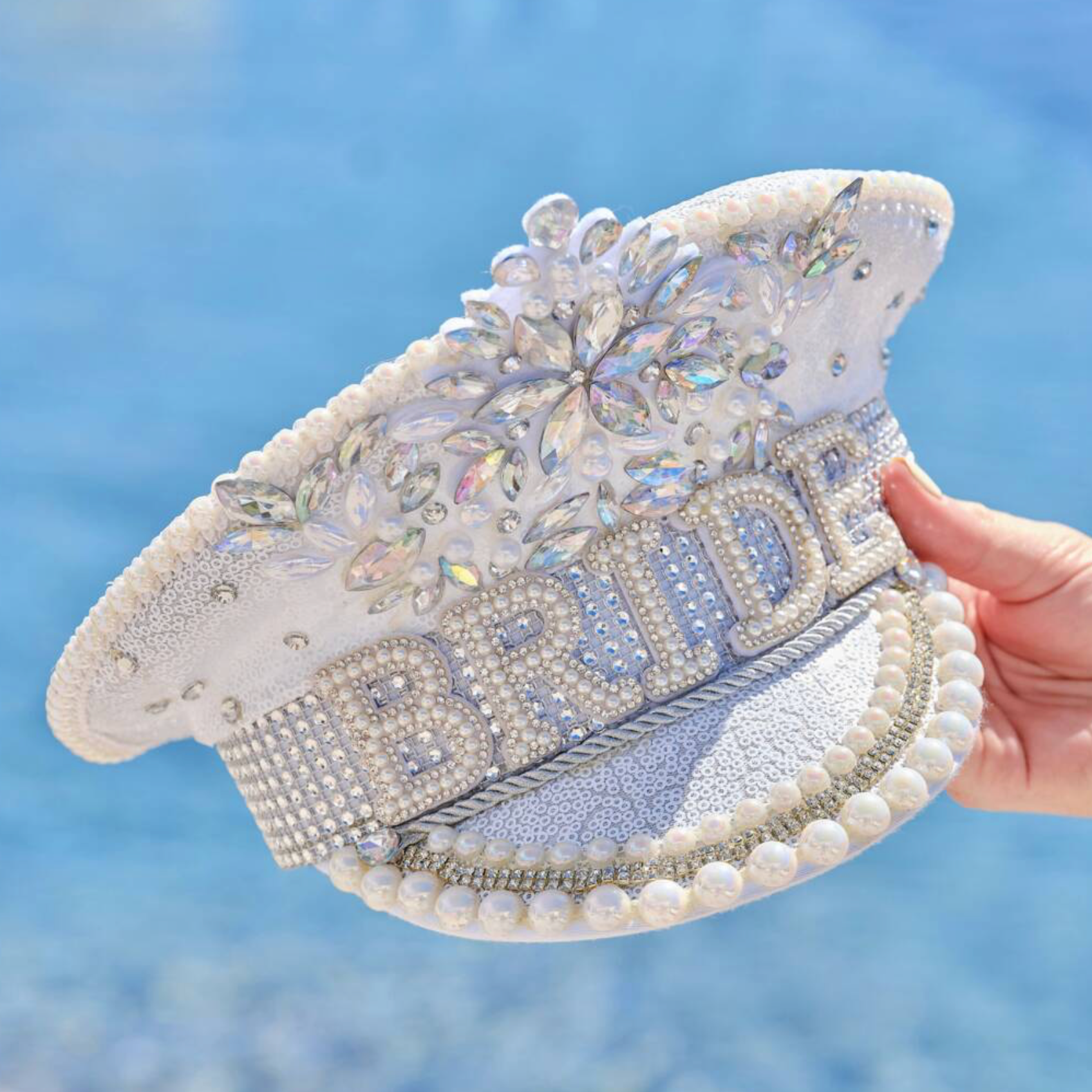 Rhinestone & Pearl Embellished Bride Hen Party Hat