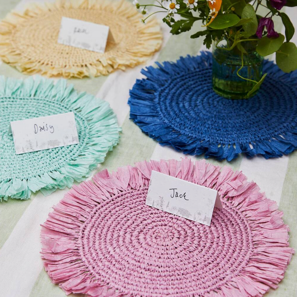 Set Of Two Summer Table Raffia Placemats