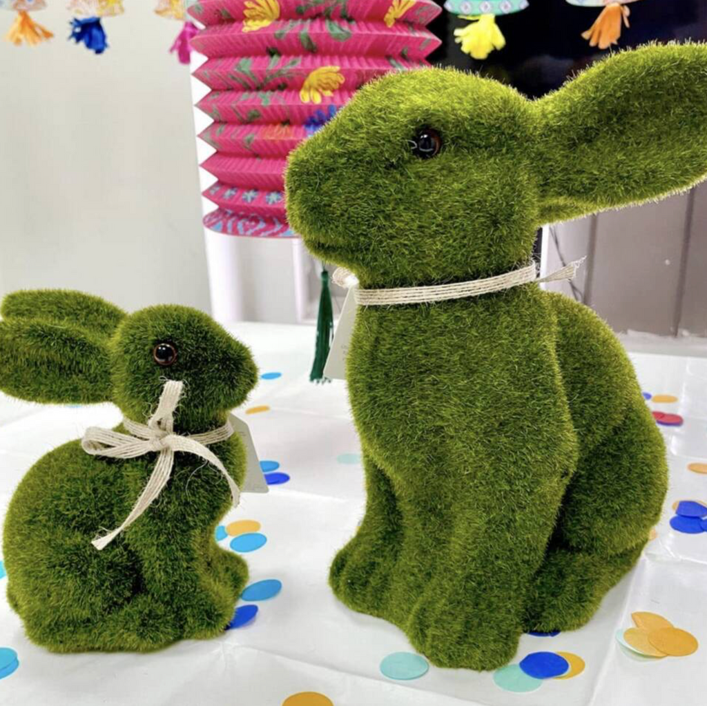 Flocked Grass Green Easter Bunny Decoration