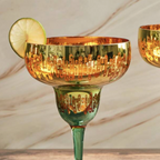 Electroplated Gold & Blue Mirror Margarita Cocktail Glass