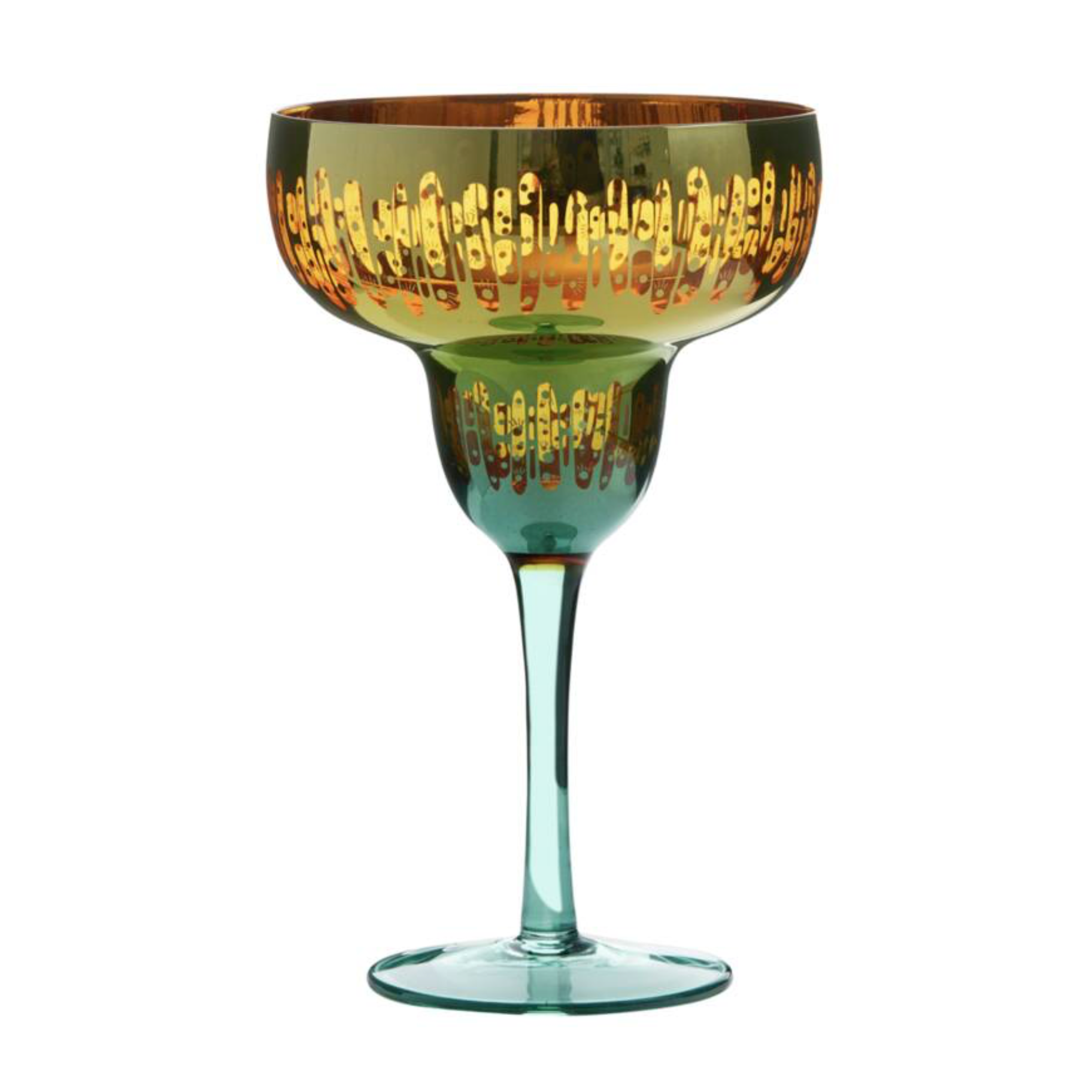 Electroplated Gold & Blue Mirror Margarita Cocktail Glass