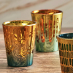 Set Of Four Electroplated Fiesta Shot Glasses