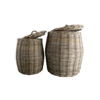 Lidded Kubu Wicker Laundry Basket