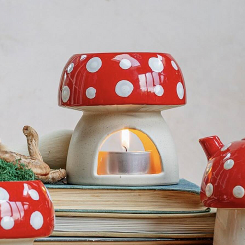 Ceramic Red Mushroom Oil Burner