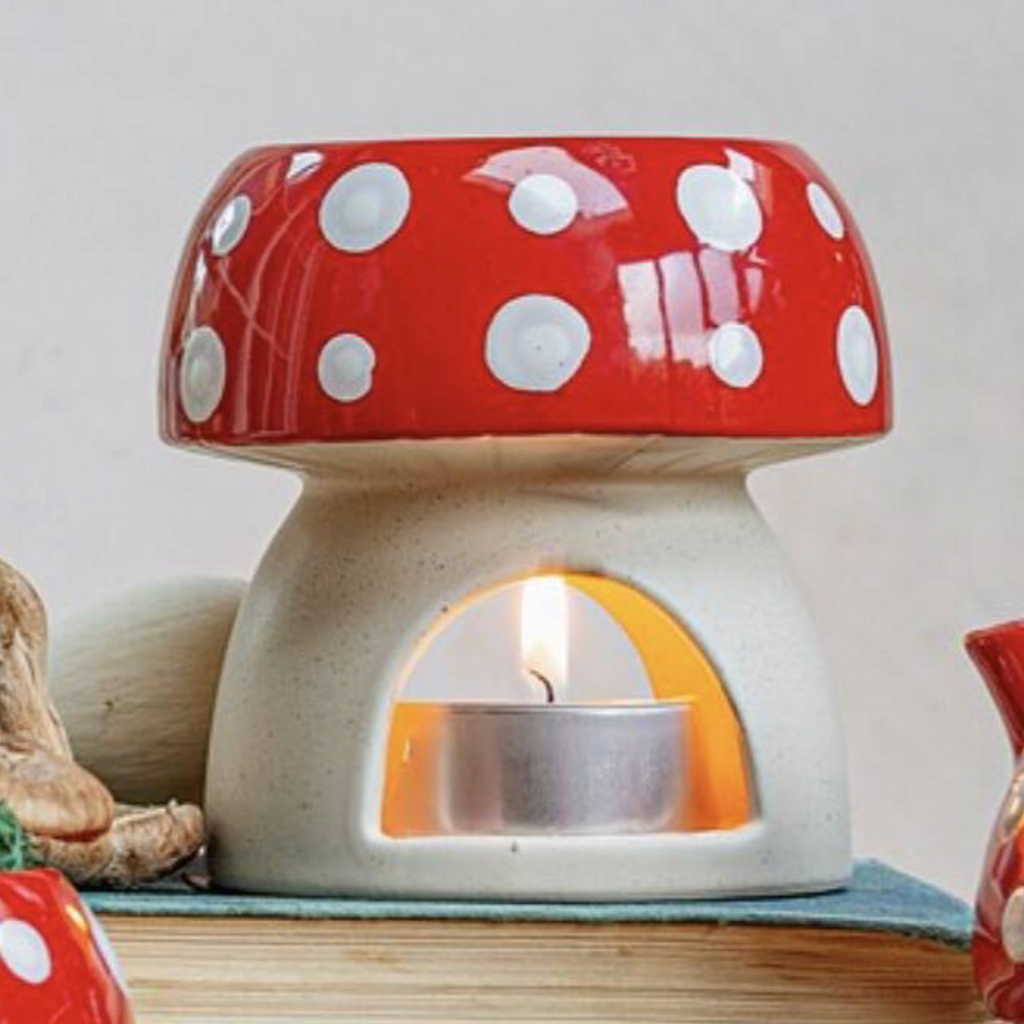Ceramic Red Mushroom Oil Burner
