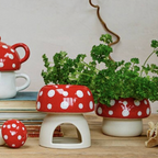 Ceramic Red Mushroom Oil Burner
