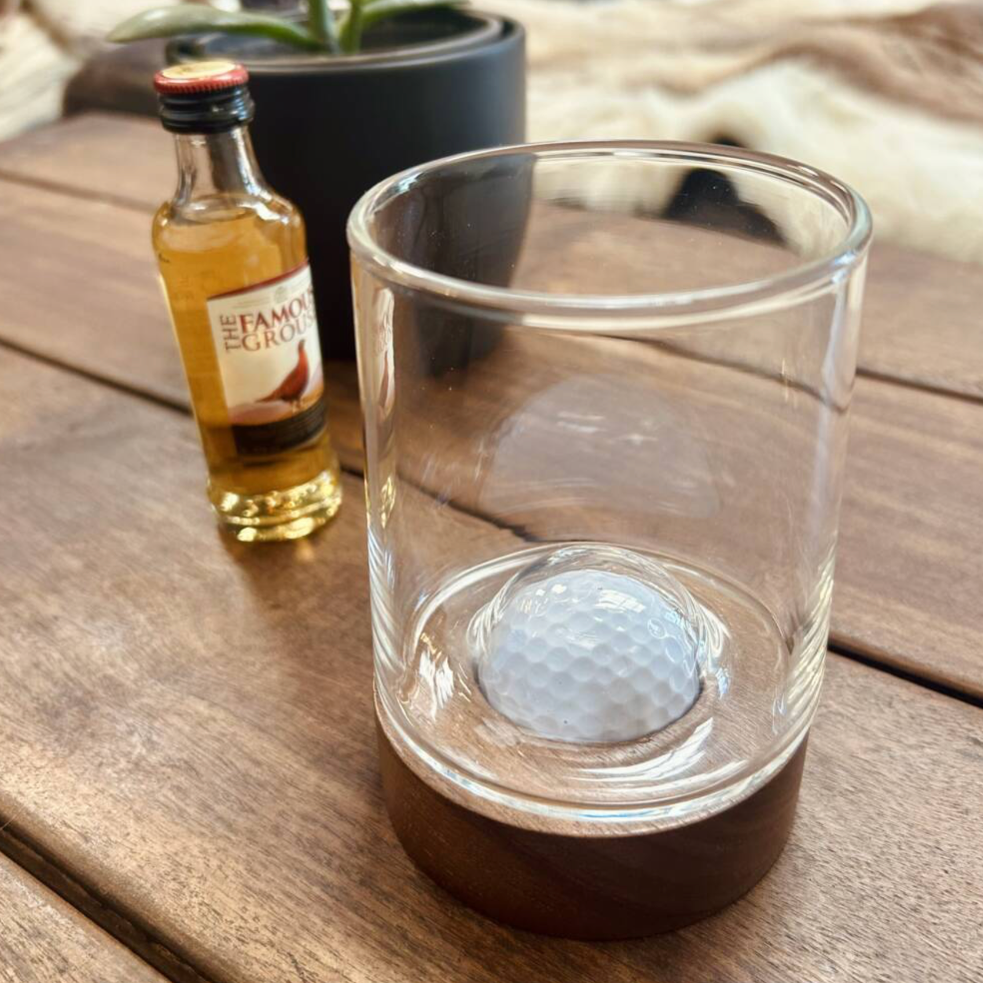 Golf Ball Whiskey Glass & Coaster Set