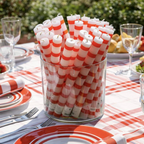 Red And White Stripe Straight Dinner Candles