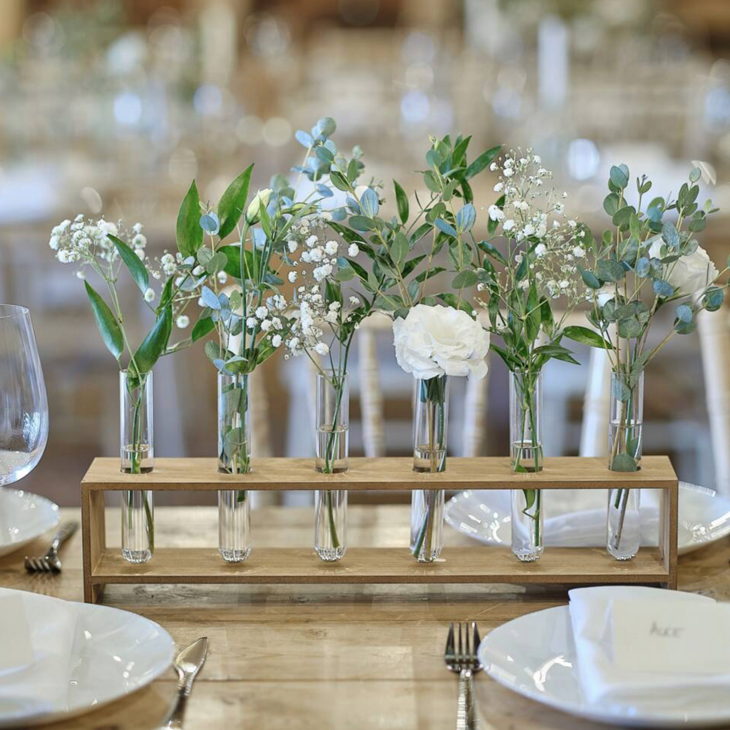 Wooden Test Tube Design Bud Vase