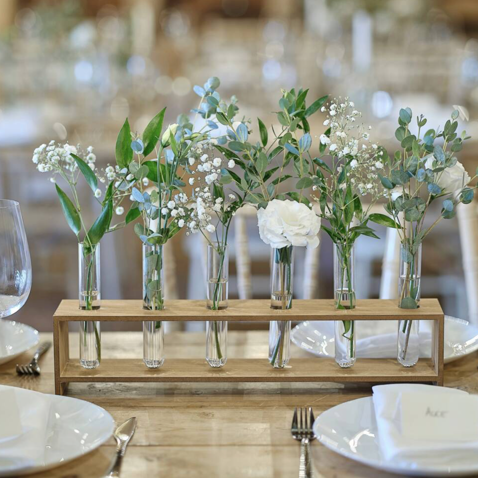 Wooden Test Tube Design Bud Vase
