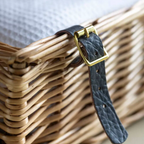 Traditional Lidded Wicker Basket With Leather Straps
