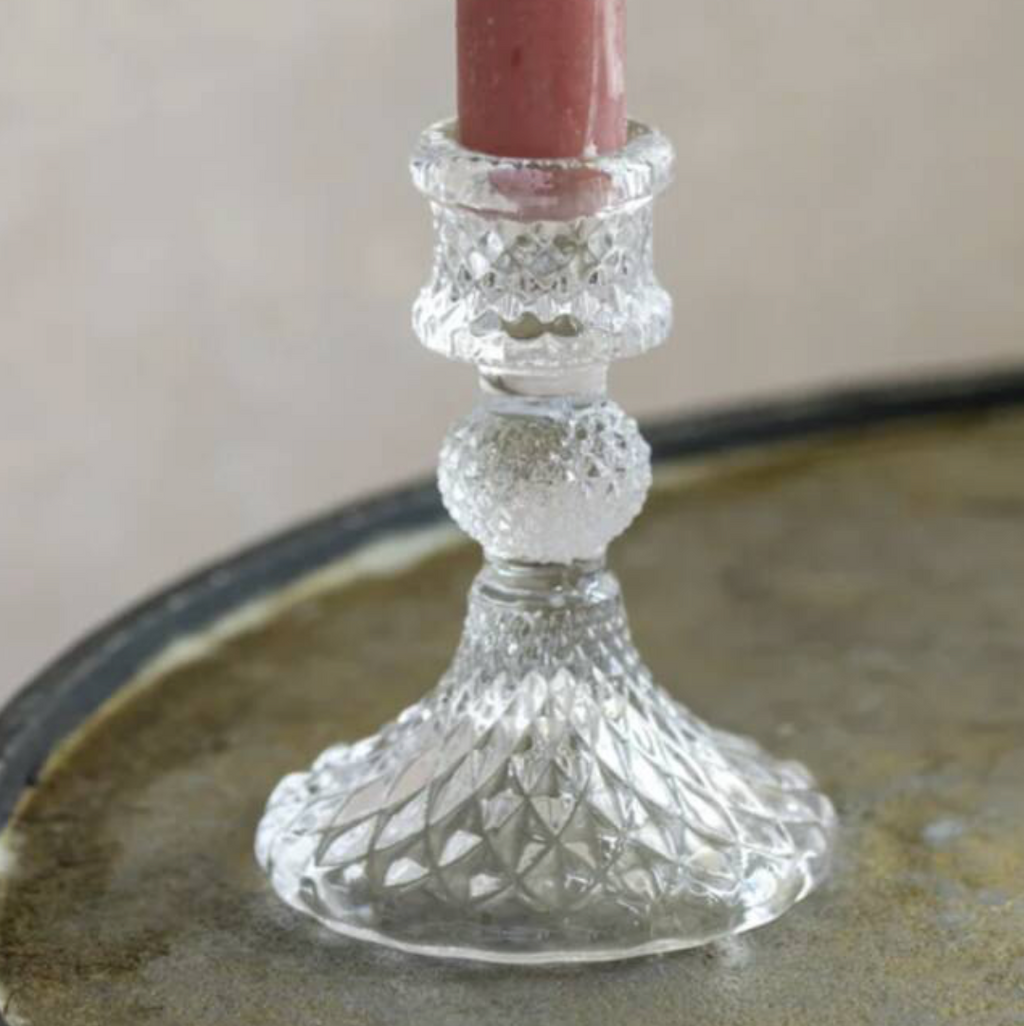 Harlequin Cut Glass Candlestick