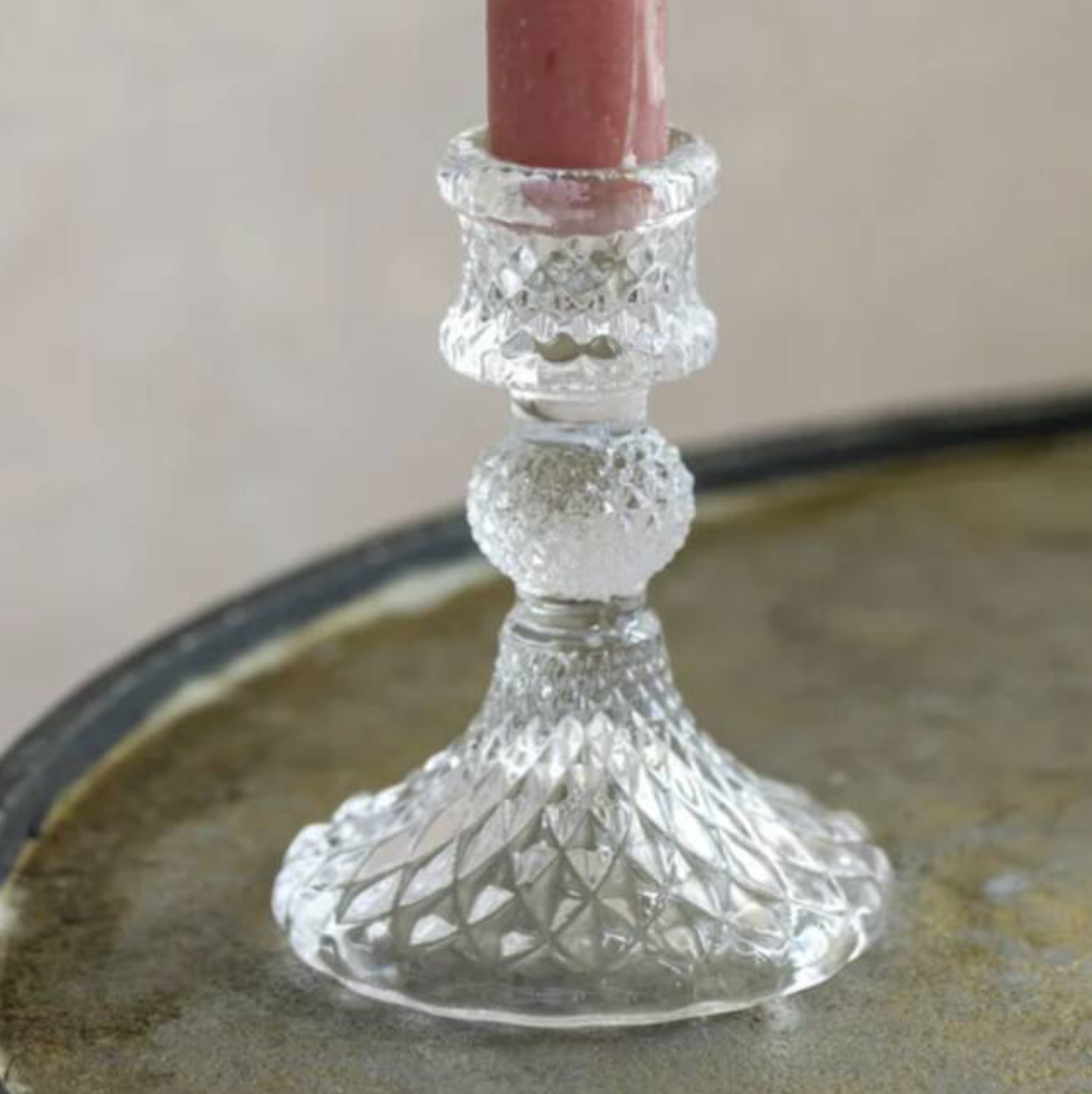 Harlequin Cut Glass Candlestick