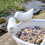 Cream Ceramic Bird Bath & Feeder