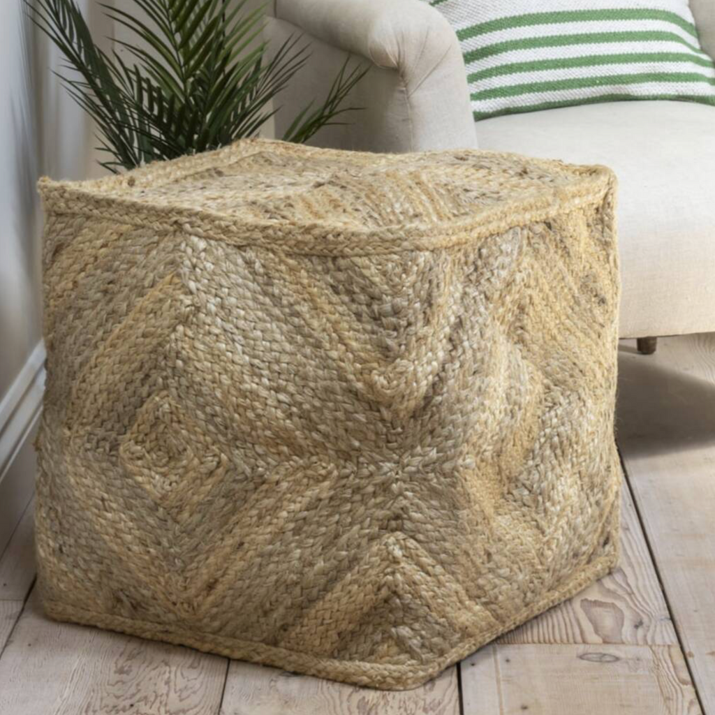 Tan Jute Pouffe Footstool