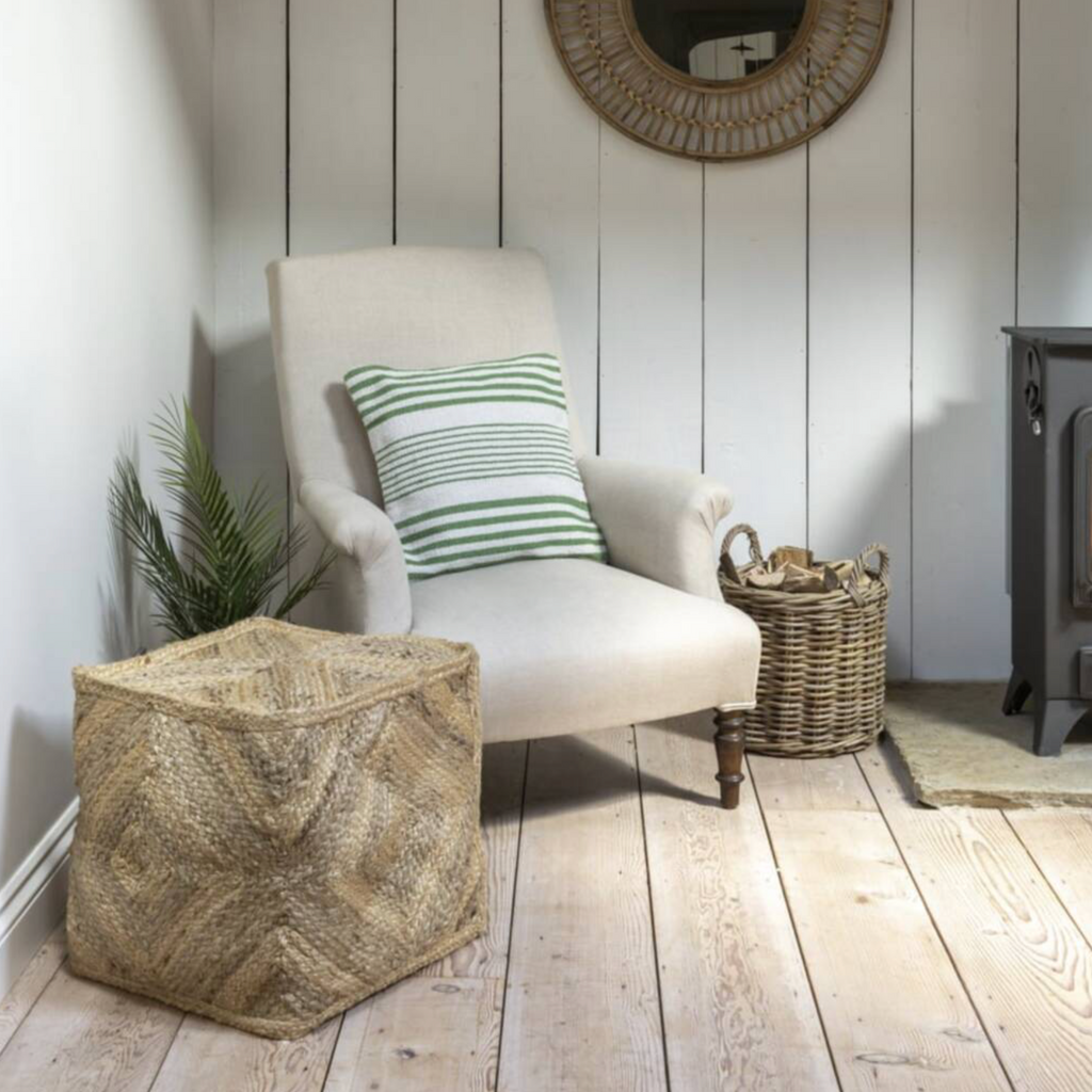 Tan Jute Pouffe Footstool