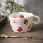 Wonky Hand Painted Strawberry Porcelain Mug