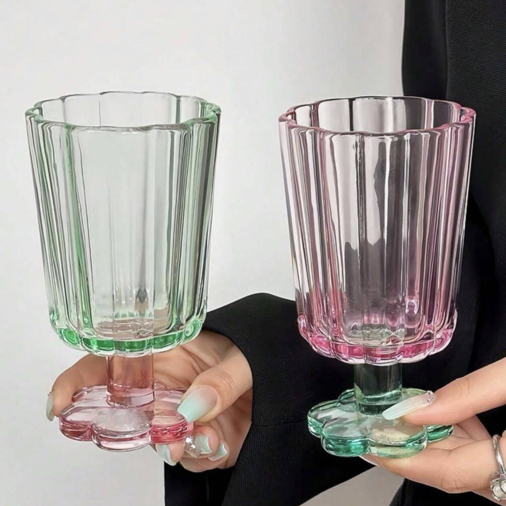 Green And Pink Pastel Glass Long Tumblers