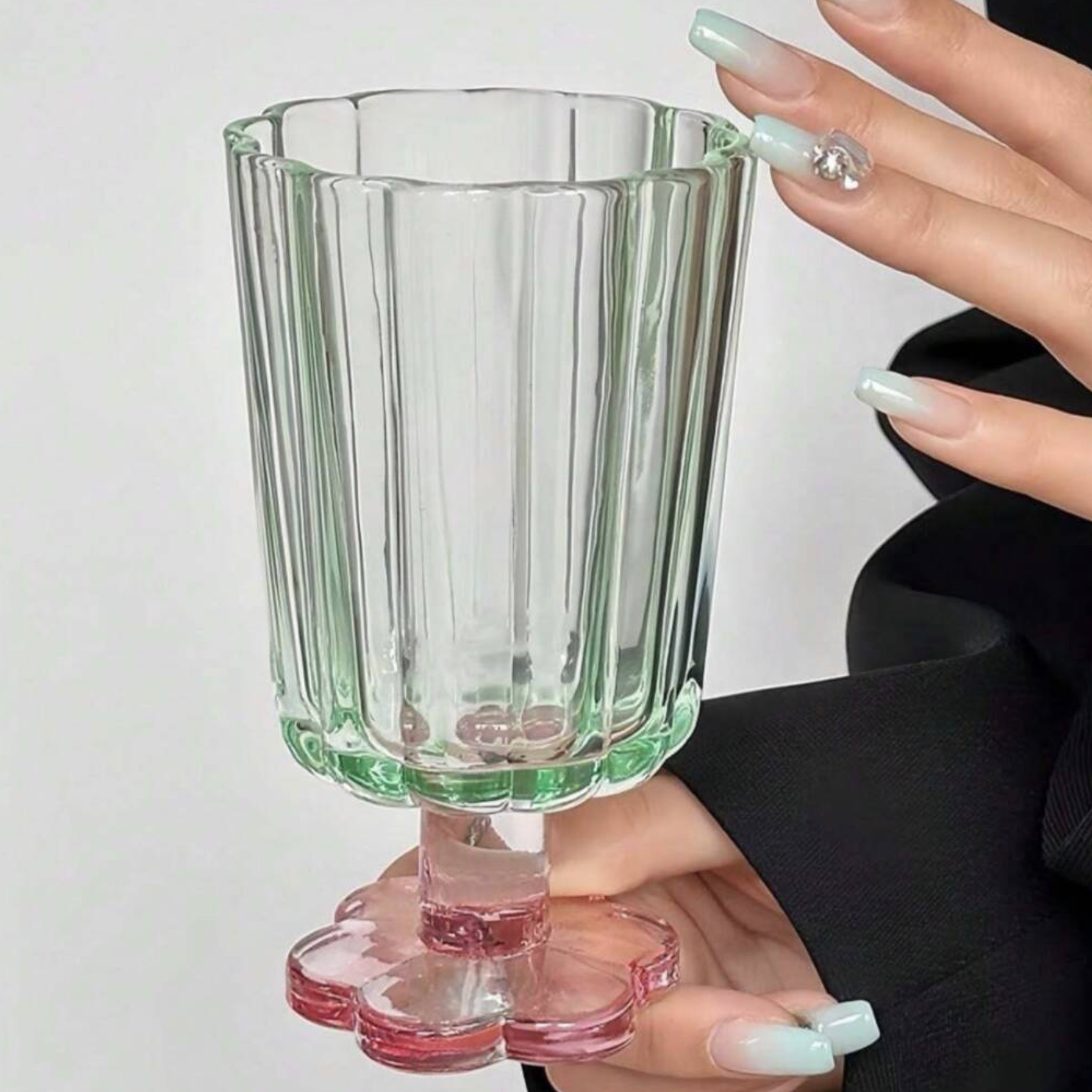 Green And Pink Pastel Glass Long Tumblers