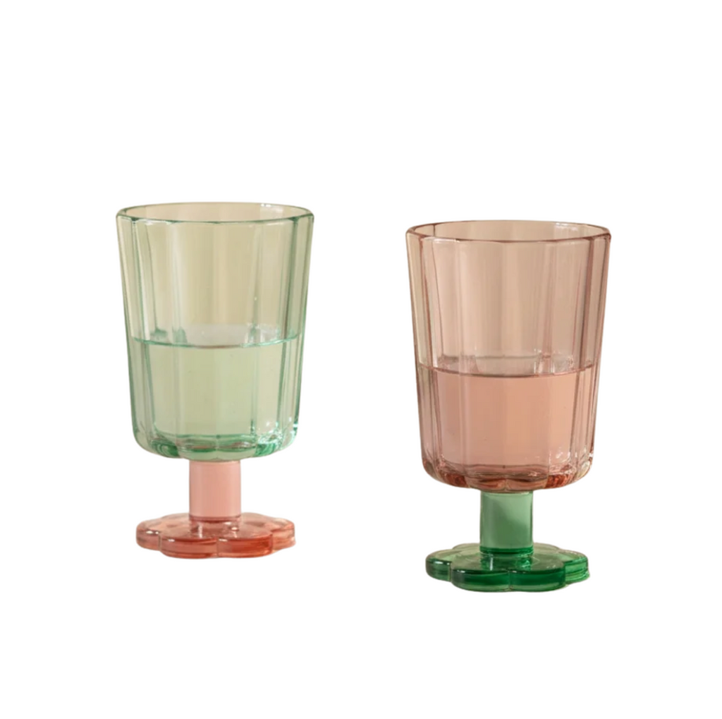 Green And Pink Pastel Glass Long Tumblers
