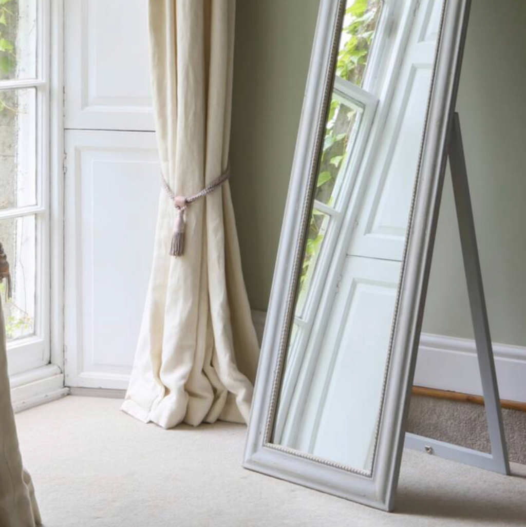 Soft Grey Vintage Style Floor Standing Mirror