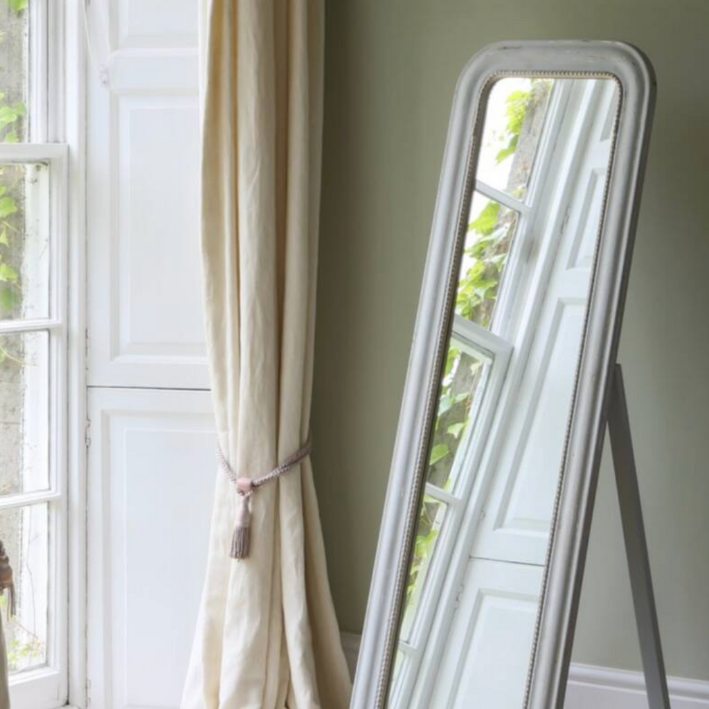 Soft Grey Vintage Style Floor Standing Mirror