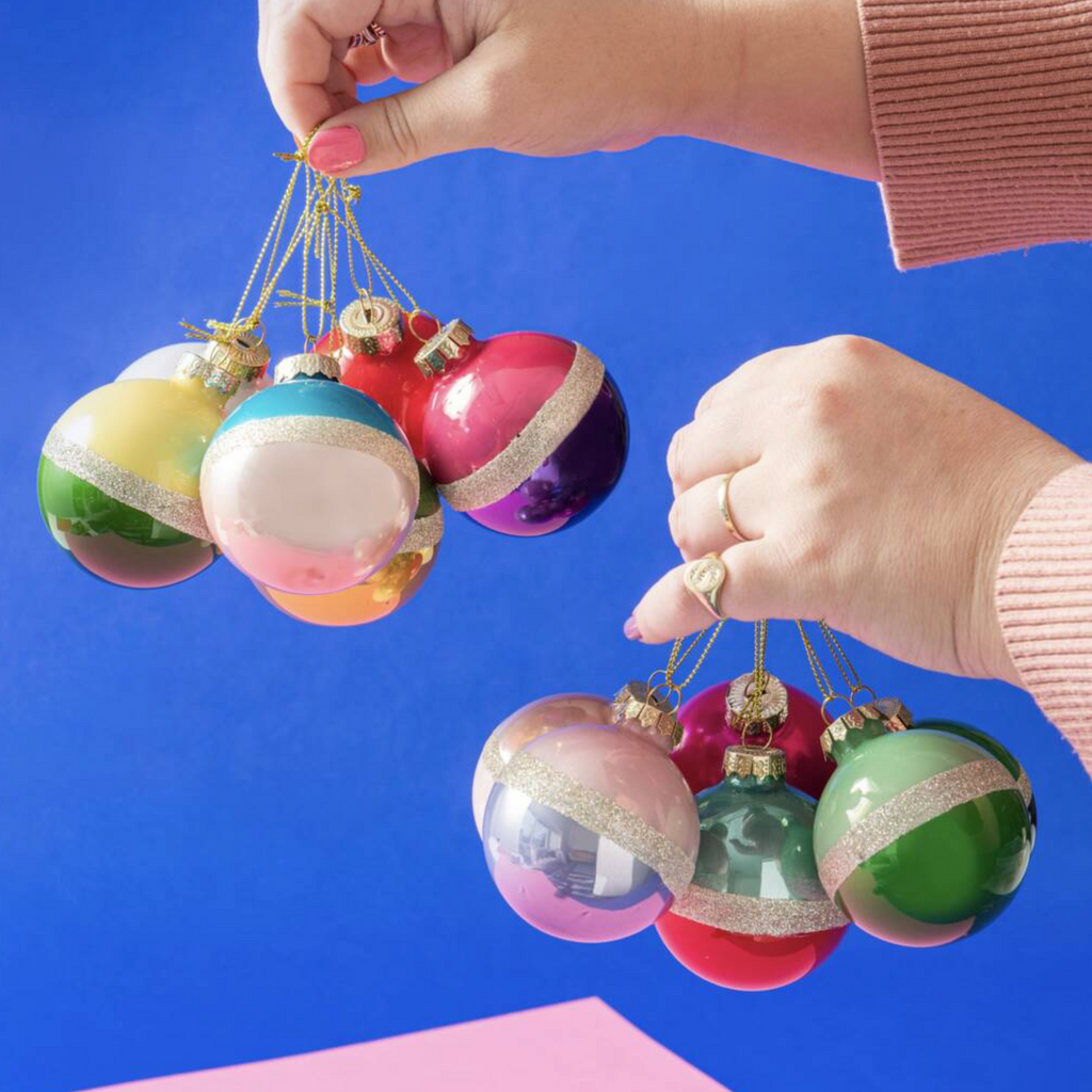 Vintage Two Tone Luxe Glitter Baubles