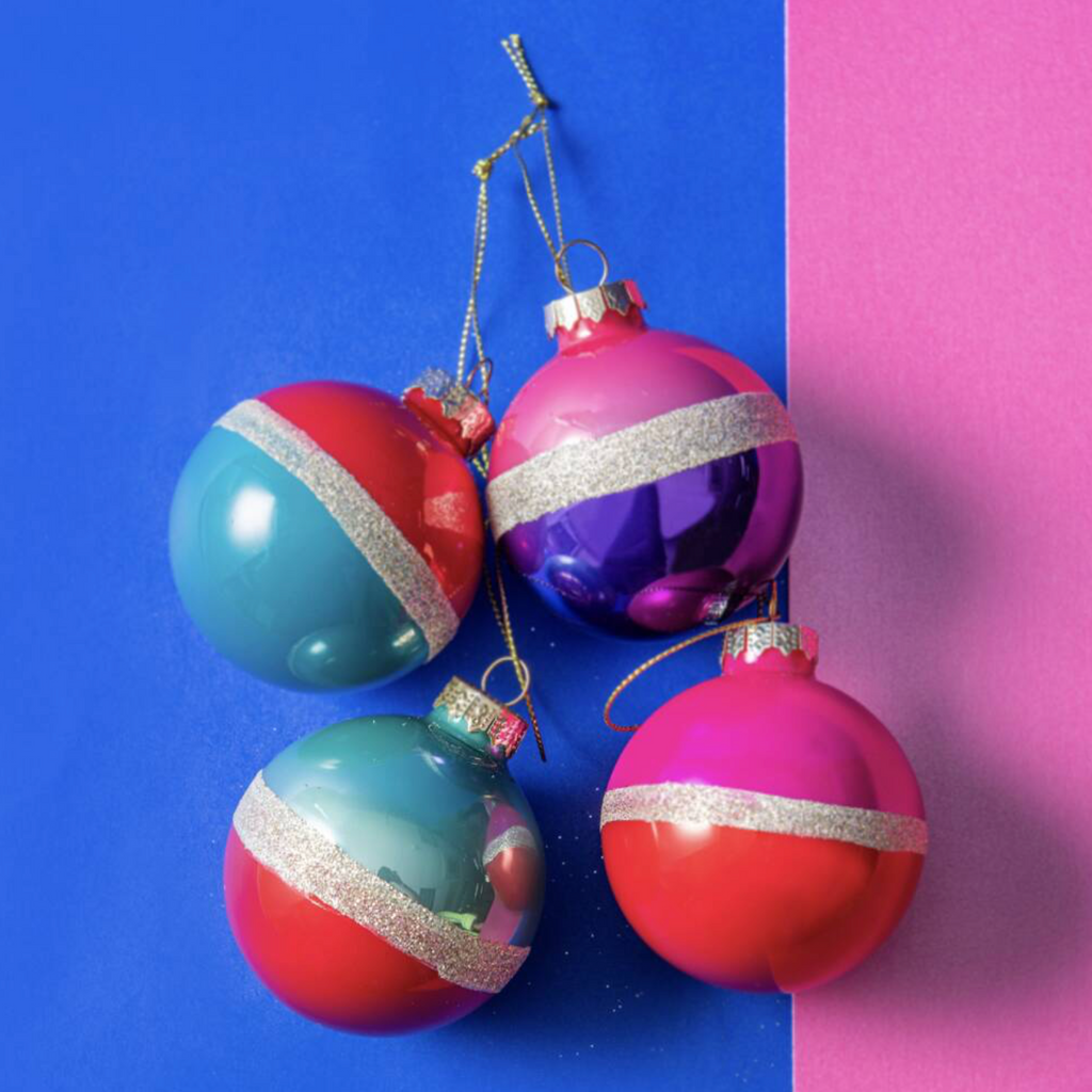 Vintage Two Tone Luxe Glitter Baubles
