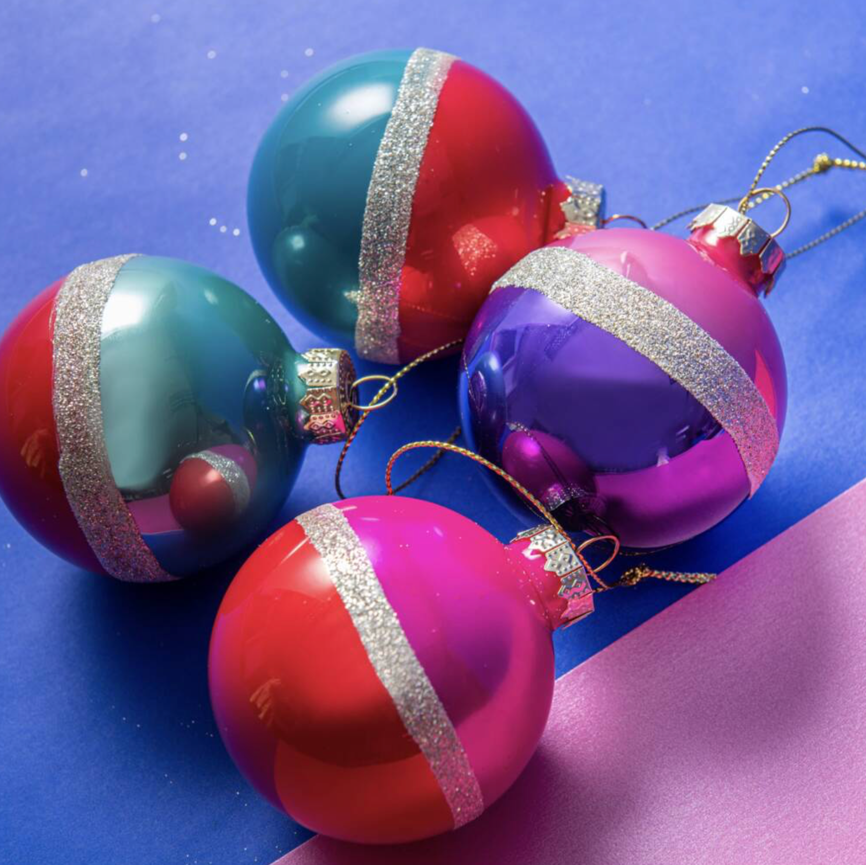 Vintage Two Tone Luxe Glitter Baubles