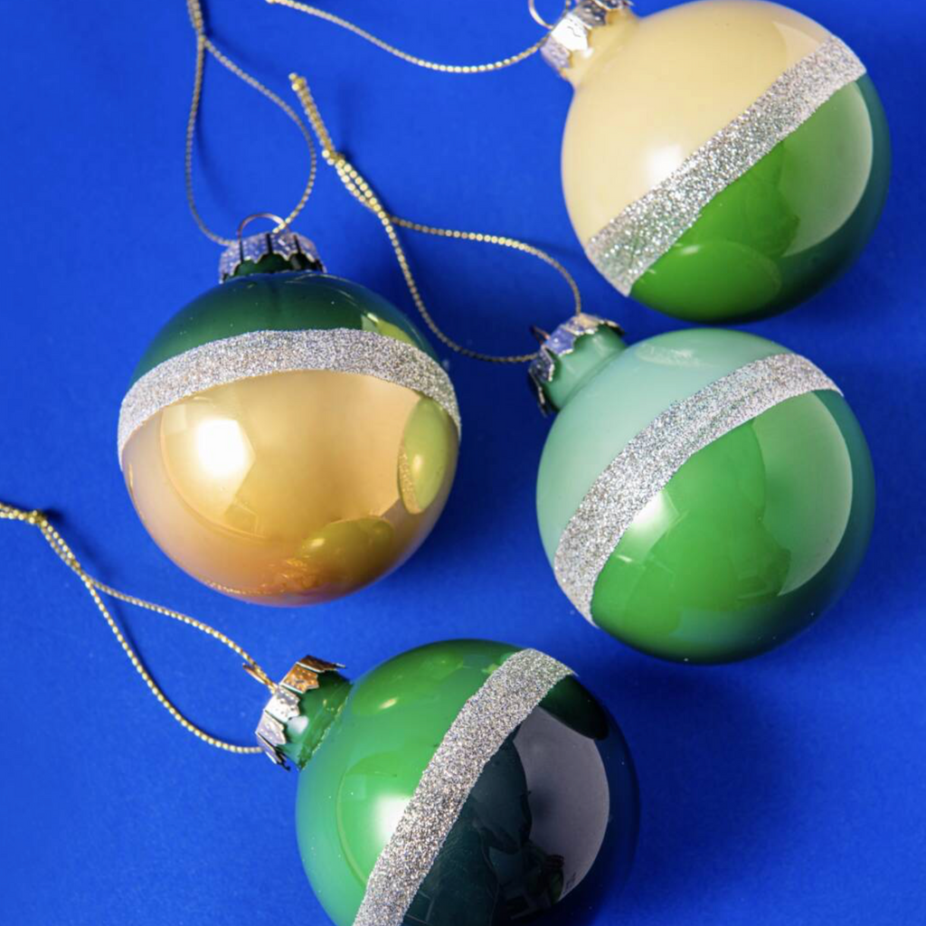 Vintage Two Tone Luxe Glitter Baubles