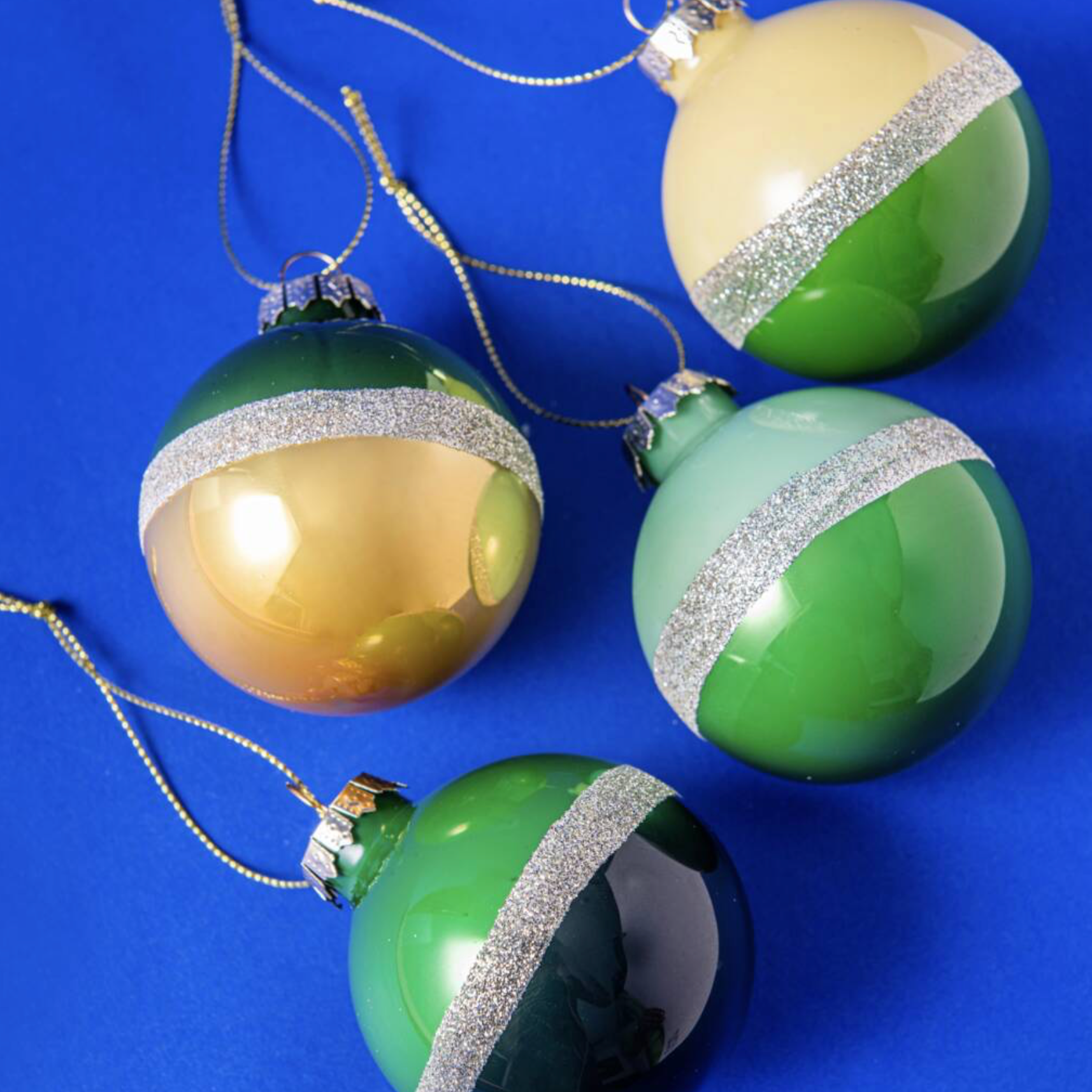Vintage Two Tone Luxe Glitter Baubles