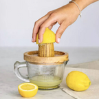 Glass Citrus Juicer With Wooden Reamer
