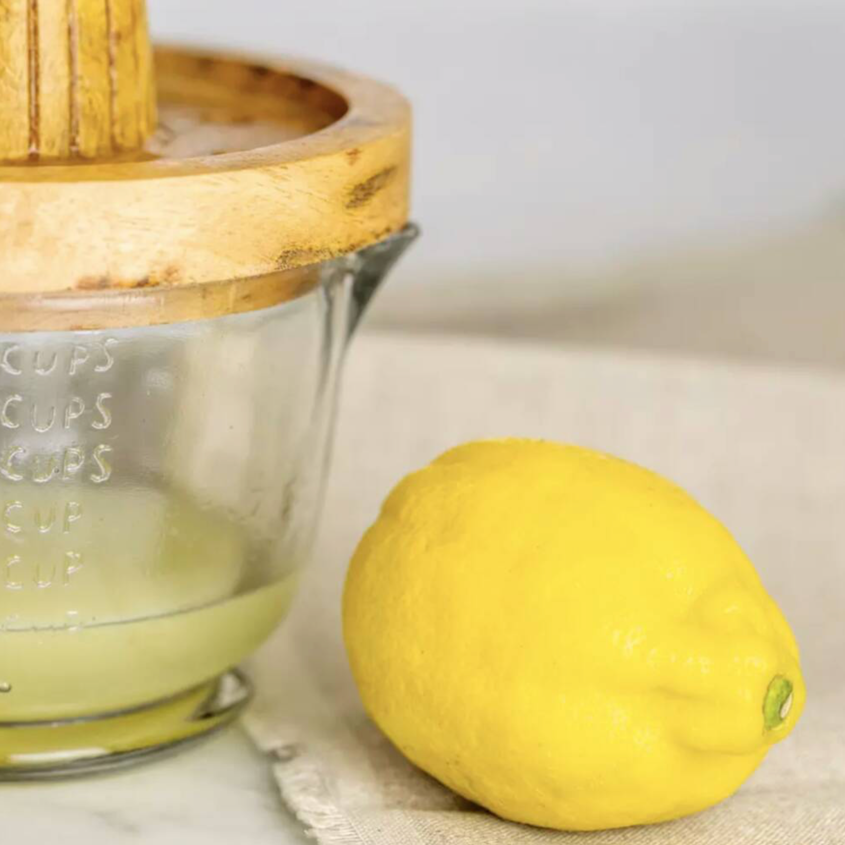 Glass Citrus Juicer With Wooden Reamer
