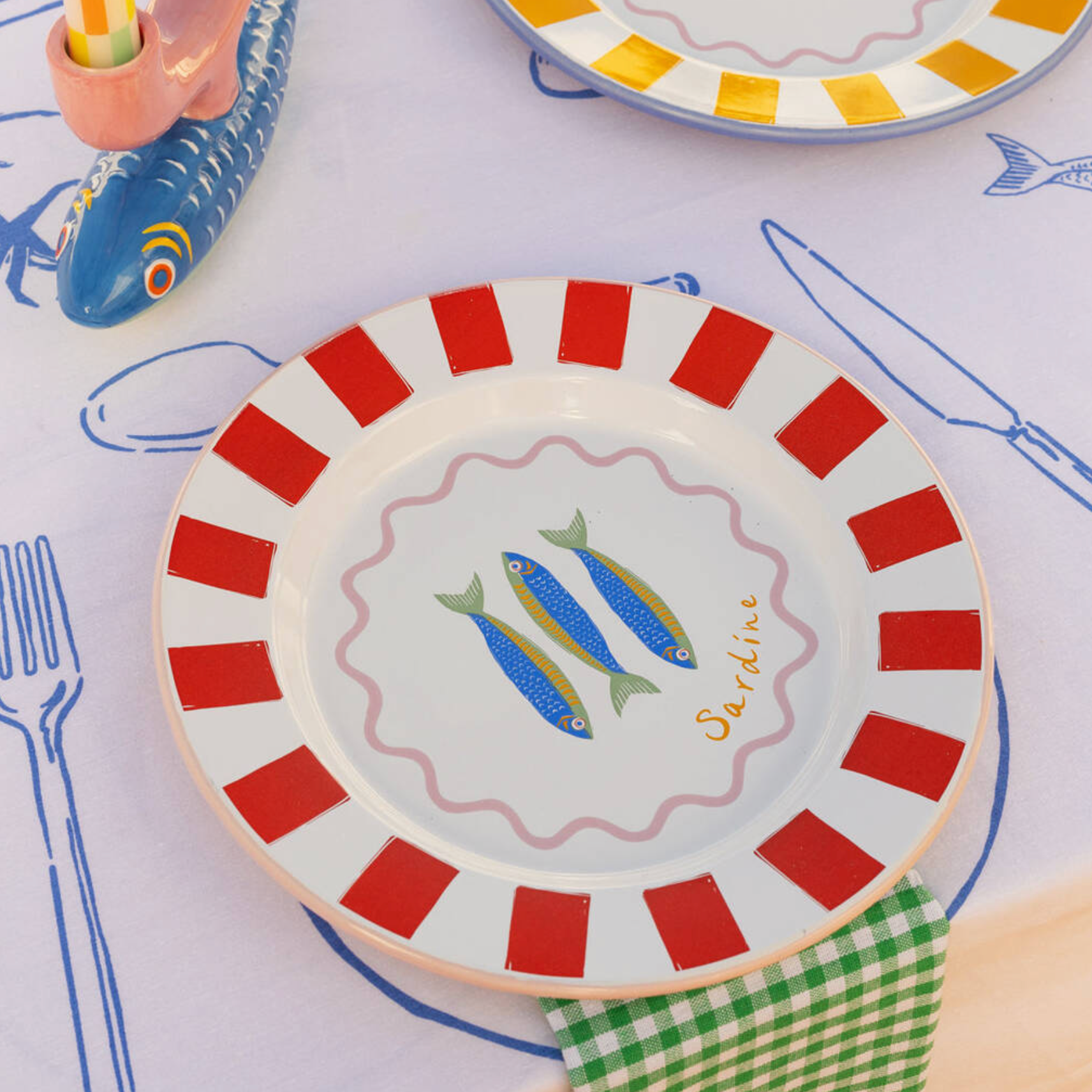 Bright Enamel Colour Block Plates
