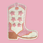 Pink Cowboy Boot Tufted Bath Mat