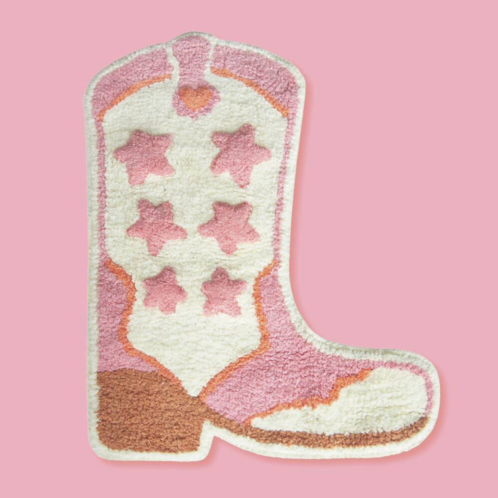 Pink Cowboy Boot Tufted Bath Mat